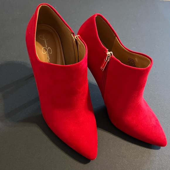 Red Suede Ankle Boots - Picture 1 of 6